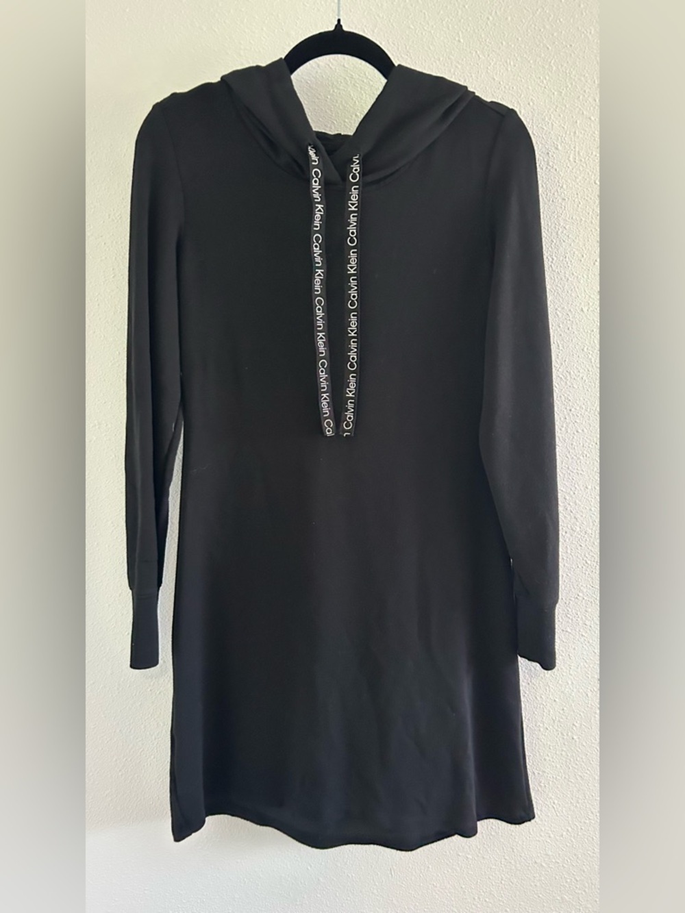 Calvin Klein Black Hooded Long Sleeve Sweatshirt Dress
